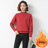 Thicken Plus Velvet Sweater Women Winter Warm Casual Loose Knitted Tops Korean Printted Pullover Soft Sweter Damski
