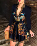 Sleeve Casual Bandage Mini A-line