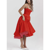 Fongt Women's New Sling V-Neck Sleeveless Dress Pony Skirt