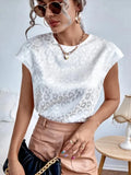 Fongt Women's Top 2025 Summer New Leopard-Print Jadar Shirt Casual Blouse Short Sleeves