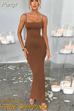 Bodycon Backless Maxi Dresses for Women 2023 Spaghetti Strap Pleated Long Summer Dress Female Party Clubwear