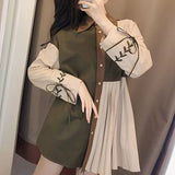 Vintage Female Pleated Spliced Long Sleeve Shirt 2024 Stylish Spring Women's Clothing Casual Loose Button Lace Up Blouse-Outfit