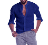 Fongt Explosion Autumn/Winter V-Neck Linen New Cardigan Long-Sleeved Men's