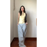 Fongt Summer Sweet Spicy Age Reduction Retro Zipper Sling Sling Vest Beautiful Back Dress Hanging Lattice Broad Leg Pants