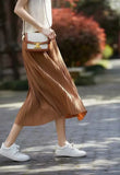 Fongt New 细细细细细 Art 褶皱 Fairy Hundred Folded Skirt Silk Slippery Pendant Half Body Skirt