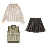 Japanese School Uniform White Three Lines College High School Girls Student Uniforms Sailor Suit White Tops Pleated