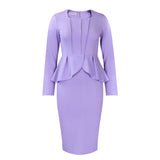 Fongt Large Size Women's Autumn And Winter New Long-Sleeved OL Temperament Elegant Lotus Leaf Side African Dress