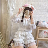 Lolita Safety Shorts Pink Girl Kawaii Lace Ruffle Cotton Underwear Tiered Pumpkin Short Pants Victorian Gothic JK Bloomers-Outfit