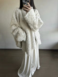 Fongt Cloud Stone Fox Thick Warm Bat Sleeve Fur One-Piece Shawl Woman Lazy Smooth And Environmentally Friendly Coat