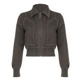 Fongt Vintage Zippered Jacket Women's Autumn 2025 Leisure New Workwear T-Shirt