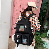 Women Large Capacity Travel Backpack Female Multi-pocket College Waterproof School Bags Transparent Pocket Laptop