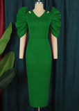 Fongt Hollow Slamwn Folding High-Waisted Banquet Event Evening Dress Dress Girl Dress