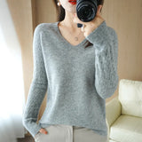 Fongt Out Makes Bottom Unlined Upper Garment Female Autumn Dong New Style Sweater Inside Jacket Long Sleeve Sets Foreign Style Slim V Gets Sweater Female-Outfit