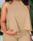 Popular Style Suit Independent Station Fashion Temperament Solid Color Sleeveless Two-Piece Suit For Commuter-Outfit