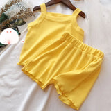 Comfortable Sleeveless Tops+Pant Kids Clothes Solid Colors Boy Clothing Set Toddler Boy Girls Vest Child Pajama