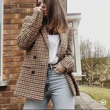 Women 2021 Fashion Office Wear Double Breasted Blazers Coat Vintage Long Sleeve Pockets Female Outerwear Chic