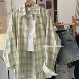 Fongt Thin Plaid Long-Sleeved Women's Coat Summer New Design Sunscreen Cardigan Loose Shirt Woman