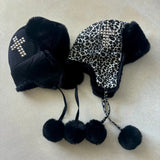 Fongt Autumn And Winter Costume Crucifix Hot Hat Cute Warm Lightning Hat Y2K Subculture