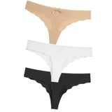 3Pcs Sexy G String & Thongs Women's Set Panties Solid Female Underwear Mid-Rise Silky Ladies Briefs Comfort Seamless