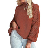 Fongt Women's Wear Sweater Fashion Women's Knit Jumper Solid Color Twisted Flower Turtleneck
