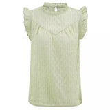 Fongt Summer Casual Wind Women's Wear Hot Selling Solid Color Round Collar Small Flying Sleeve Slim Top-Outfit
