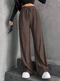 Fongt Hanging Mop High-Waisted Trousers Loose Temperament Straight Women's Niche Design Solid Color Trousers