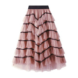 Solid Tulle Layered Maxi Skirt-Outfit