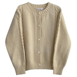 Clothing Ladies Solid Vintage O Neck Cardigan Sweaters 703-0-Outfit