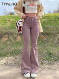 Y2k Flared Jeans Women Vintage Fashion Stretch Mom Jeans High Waist Brown White Black Wide Leg Pants Denim