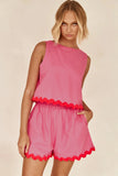 Fongt Spring And Summer 2024 Comfortable Casual Solid Color Sleeveless Shorts Set Female-88165-Outfit
