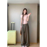 Fongt Slim Slimming Waist Sweet Spicy Blouse High-Waisted Penet Broad Leg Trousers Set