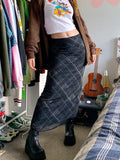 Striped Long Skirts Retro y2k Straight Skirts High Waisted Summer Skirts Women Sweet Cute Party Skirts Grunge