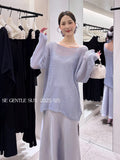 Fongt Xixi 2025 Summer Sunscreen Loose Long-Sleeved Hollow Knitted Shirt Oversize Sweater 25238