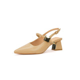 Fongt Slippers 2024 New French Beautiful Temperament Fairy Style With Skirt Pointed Thick And Word-Word Buckle