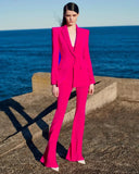 QUALITY Newest 2023 Designer Runway Suit Set Women's Career Fashion Single Button Slim Fitting Blazer Flare Pants