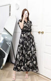 Fongt Light Luxury Retro Sleeveless V-Neck Print Dress Women's Summer Waists Thin Temperament Elegant Famous Dress