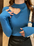 Hollow Out Pullover Sweater Women Autumn Winter Black Jumper Soft Warm Women Long Sleeve Slim Knitted Tops 2023 Pull