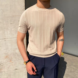 Fongt Summer New Korean Version Of The Knitted Round Neck Short-Sleeved T-Shirt Man Trend T-Shirt Man