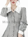 Fashion Sweet Striped Dress Women Button Elegant Party Mini Dress Female Kawaii France Vintage Suit Dress Autumn 2022