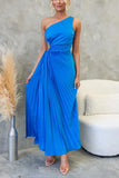Fongt Spring And Summer Elegant Folding Dress Single Shoulder Waist Hollow Dress 88255-Outfit