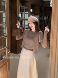 Fongt Xixi 2025 Autumn White Standard Solid Color Wool Knitted Sling Vest Sweater Coat Two-Piece Suit Female 25513