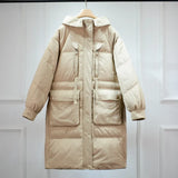 Winter Down Coat Women Long Parkas Luxury Real Raccoon Fur Hooded Female Loose Fashion Duck Down Puffer Jacket
