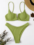 Underwired Bikini 2022 Swimwear Women Solid Brown V-bra Push Up Micro Bikini Cut Out Bathing Suit Thong Swimsuit