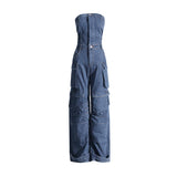 Trendy Spice Girl Wind 2025 New Niche Design Sensor Interface Bag Waist-Bowl Denim Jumpsuit