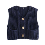 Fongt Women's Explosive Coarse Knitted Vest Cardigan