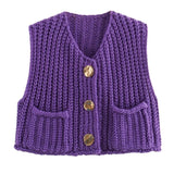 Fongt Women's Explosive Coarse Knitted Vest Cardigan