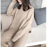 Fongt Knitted Broad Leg Trousers Set Two Sets Of Women's Autumn And Winter 2025 New Cashmere Sweater Broad Leg Pants Trousers Qi Set