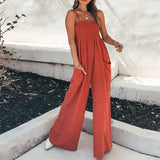 Fongt New Women's Solid Color Slings Folding Casual Temperament Commuting Jumpsuit