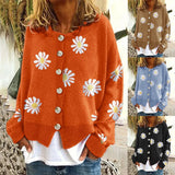 Fongt 2023 Autumn / Winter Sweater Women's Small Autumn Chrysanthemum Embroidery Needle Knitting Cardigan Women's