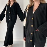 Fongt Autumn New Fashion Pure Color Loose Knitted Shirt Top Two Sets Of Women